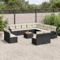 Preview: ARDEBO.de - 14-tlg. Garten-Sofagarnitur mit Kissen Schwarz Poly Rattan