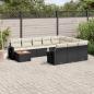 Preview: ARDEBO.de - 11-tlg. Garten-Sofagarnitur mit Kissen Schwarz Poly Rattan