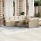 Preview: ARDEBO.de - 10-tlg. Garten-Sofagarnitur mit Kissen Beige Poly Rattan