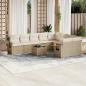 Preview: 10-tlg. Garten-Sofagarnitur mit Kissen Beige Poly Rattan