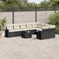 Preview: ARDEBO.de - 10-tlg. Garten-Sofagarnitur mit Kissen Schwarz Poly Rattan