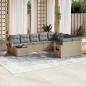 Preview: ARDEBO.de - 10-tlg. Garten-Sofagarnitur mit Kissen Beige Poly Rattan