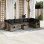 Preview: ARDEBO.de - 11-tlg. Garten-Sofagarnitur mit Kissen Grau Poly Rattan