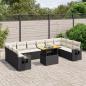 Preview: ARDEBO.de - 11-tlg. Garten-Sofagarnitur mit Kissen Schwarz Poly Rattan