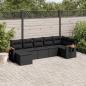 Preview: ARDEBO.de - 7-tlg. Garten-Sofagarnitur mit Kissen Schwarz Poly Rattan