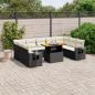 Preview: ARDEBO.de - 10-tlg. Garten-Sofagarnitur mit Kissen Schwarz Poly Rattan