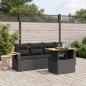 Preview: ARDEBO.de - 5-tlg. Garten-Sofagarnitur mit Kissen Schwarz Poly Rattan