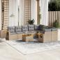 Preview: ARDEBO.de - 10-tlg. Garten-Sofagarnitur mit Kissen Beige Poly Rattan