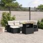 Preview: ARDEBO.de - 7-tlg. Garten-Sofagarnitur mit Kissen Schwarz Poly Rattan