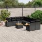 Preview: ARDEBO.de - 9-tlg. Garten-Sofagarnitur mit Kissen Schwarz Poly Rattan