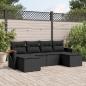 Preview: ARDEBO.de - 6-tlg. Garten-Sofagarnitur mit Kissen Schwarz Poly Rattan