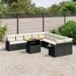 Preview: ARDEBO.de - 11-tlg. Garten-Sofagarnitur mit Kissen Schwarz Poly Rattan