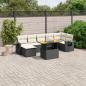 Preview: ARDEBO.de - 8-tlg. Garten-Sofagarnitur mit Kissen Schwarz Poly Rattan