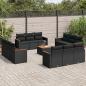 Preview: ARDEBO.de - 13-tlg. Garten-Sofagarnitur mit Kissen Schwarz Poly Rattan