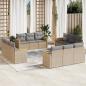 Preview: ARDEBO.de - 12-tlg. Garten-Sofagarnitur mit Kissen Beige Poly Rattan