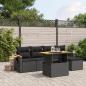 Preview: ARDEBO.de - 6-tlg. Garten-Sofagarnitur mit Kissen Schwarz Poly Rattan