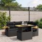 Preview: ARDEBO.de - 5-tlg. Garten-Sofagarnitur mit Kissen Schwarz Poly Rattan