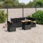 Preview: ARDEBO.de - 7-tlg. Garten-Sofagarnitur mit Kissen Schwarz Poly Rattan