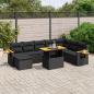 Preview: ARDEBO.de - 9-tlg. Garten-Sofagarnitur mit Kissen Schwarz Poly Rattan