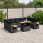 Preview: ARDEBO.de - 10-tlg. Garten-Sofagarnitur mit Kissen Schwarz Poly Rattan