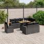 Preview: ARDEBO.de - 9-tlg. Garten-Sofagarnitur mit Kissen Schwarz Poly Rattan