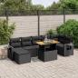 Preview: ARDEBO.de - 8-tlg. Garten-Sofagarnitur mit Kissen Schwarz Poly Rattan