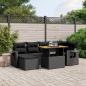 Preview: ARDEBO.de - 7-tlg. Garten-Sofagarnitur mit Kissen Schwarz Poly Rattan