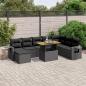 Preview: ARDEBO.de - 9-tlg. Garten-Sofagarnitur mit Kissen Schwarz Poly Rattan