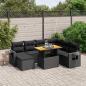 Preview: ARDEBO.de - 8-tlg. Garten-Sofagarnitur mit Kissen Schwarz Poly Rattan