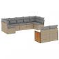 Preview: 9-tlg. Garten-Sofagarnitur mit Kissen Beige Poly Rattan