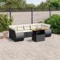 Preview: ARDEBO.de - 8-tlg. Garten-Sofagarnitur mit Kissen Schwarz Poly Rattan