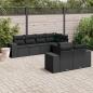 Preview: ARDEBO.de - 7-tlg. Garten-Sofagarnitur mit Kissen Schwarz Poly Rattan