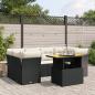 Preview: ARDEBO.de - 7-tlg. Garten-Sofagarnitur mit Kissen Schwarz Poly Rattan