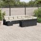 Preview: ARDEBO.de - 11-tlg. Garten-Sofagarnitur mit Kissen Schwarz Poly Rattan