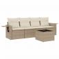 Preview: 5-tlg. Garten-Sofagarnitur mit Kissen Beige Poly Rattan