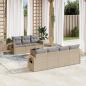 Preview: ARDEBO.de - 8-tlg. Garten-Sofagarnitur mit Kissen Beige Poly Rattan