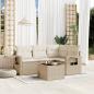 Preview: ARDEBO.de - 5-tlg. Garten-Sofagarnitur mit Kissen Beige Poly Rattan