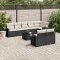 Preview: ARDEBO.de - 9-tlg. Garten-Sofagarnitur mit Kissen Schwarz Poly Rattan