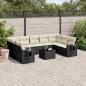 Preview: ARDEBO.de - 10-tlg. Garten-Sofagarnitur mit Kissen Schwarz Poly Rattan