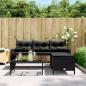 Preview: Gartensofa in L-Form mit Tisch und Kissen Schwarz Poly Rattan