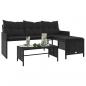 Preview: Gartensofa in L-Form mit Tisch und Kissen Schwarz Poly Rattan