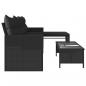 Preview: Gartensofa in L-Form mit Tisch und Kissen Schwarz Poly Rattan