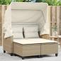 Preview: ARDEBO.de - Gartensofa 2-Sitzer mit Dach und Hockern Beige Poly Rattan