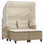 Preview: Gartensofa 2-Sitzer mit Dach und Hockern Beige Poly Rattan