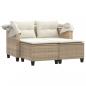 Preview: Gartensofa 2-Sitzer mit Dach und Hockern Beige Poly Rattan