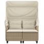 Preview: Gartensofa 2-Sitzer mit Dach und Hockern Beige Poly Rattan