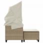 Preview: Gartensofa 2-Sitzer mit Dach und Hockern Beige Poly Rattan