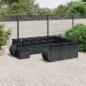 Preview: ARDEBO.de - 11-tlg. Garten-Sofagarnitur mit Kissen Schwarz Poly Rattan