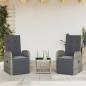 Preview: ARDEBO.de - 3-tlg. Garten-Essgruppe mit Kissen Grau Poly Rattan