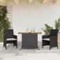 Preview: ARDEBO.de - 3-tlg. Bistro-Set mit Kissen Schwarz Poly Rattan